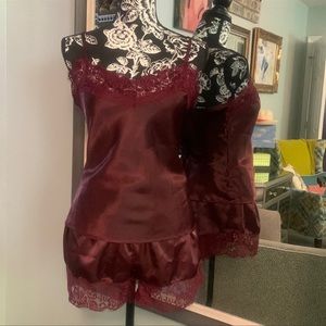 Maroon Satin Pajamas S